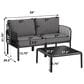 Hearth and Haven 2-Piece Patio Conversation Set with Dark Gray Cushion in Black, , large