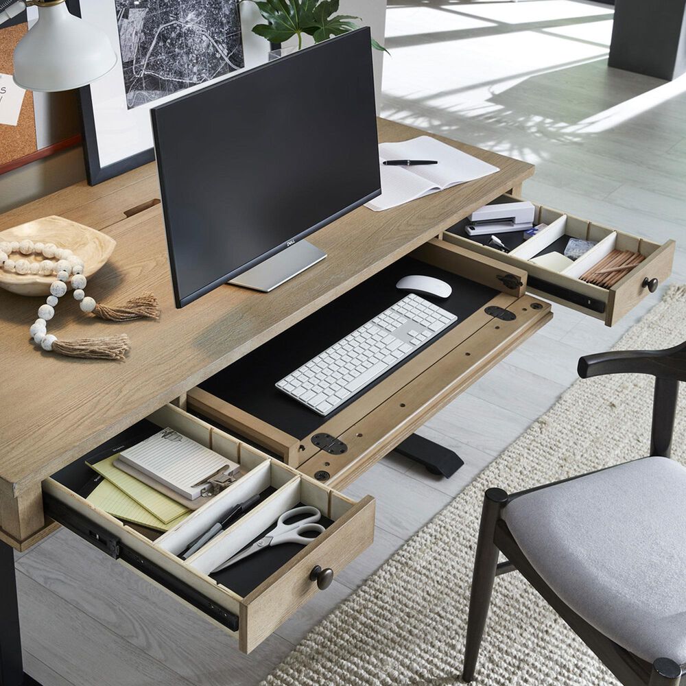 Riva Ridge Emerson 60&quot; Lift Desk in Light Elm and Black, , large