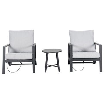 Global Note Collections Boone 3-Piece Reclining Lounge Set with White Cushion in Grey, , large