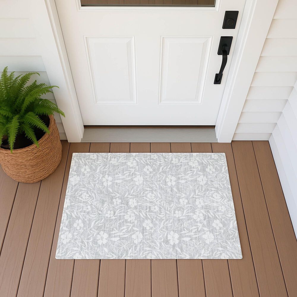 Dalyn Rug Company Soft Essentials Floral Silver 2'6" x 3'10" Indoor/Outdoor Area Rug, , large