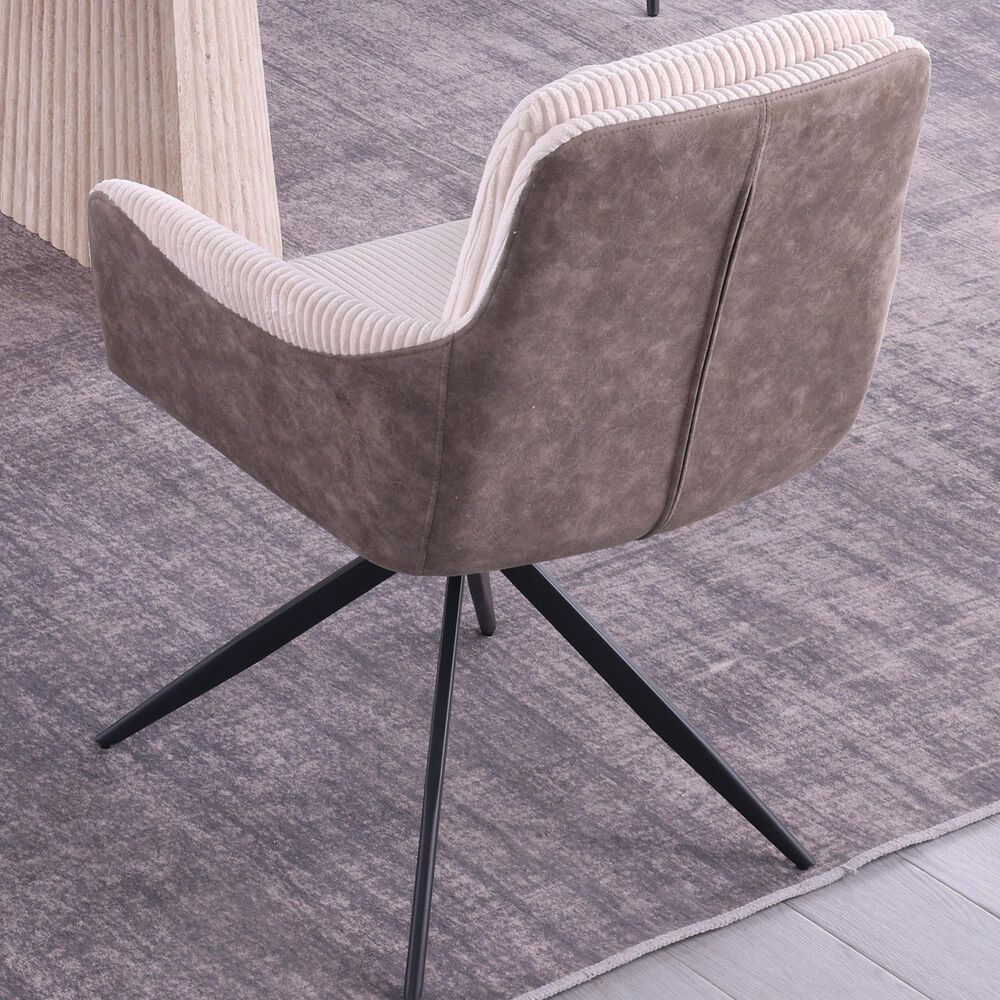 Monroe Two Tone Swivel Dining Chair in Brown and Cream, , large