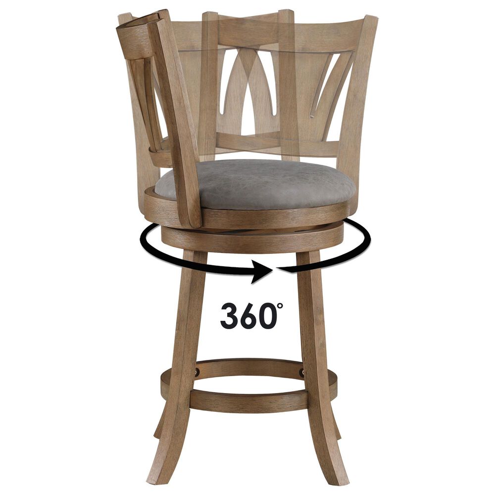 Office Star Products Miller Swivel Counter Stool with Dove Cushion Seat in Medium Oak, , large