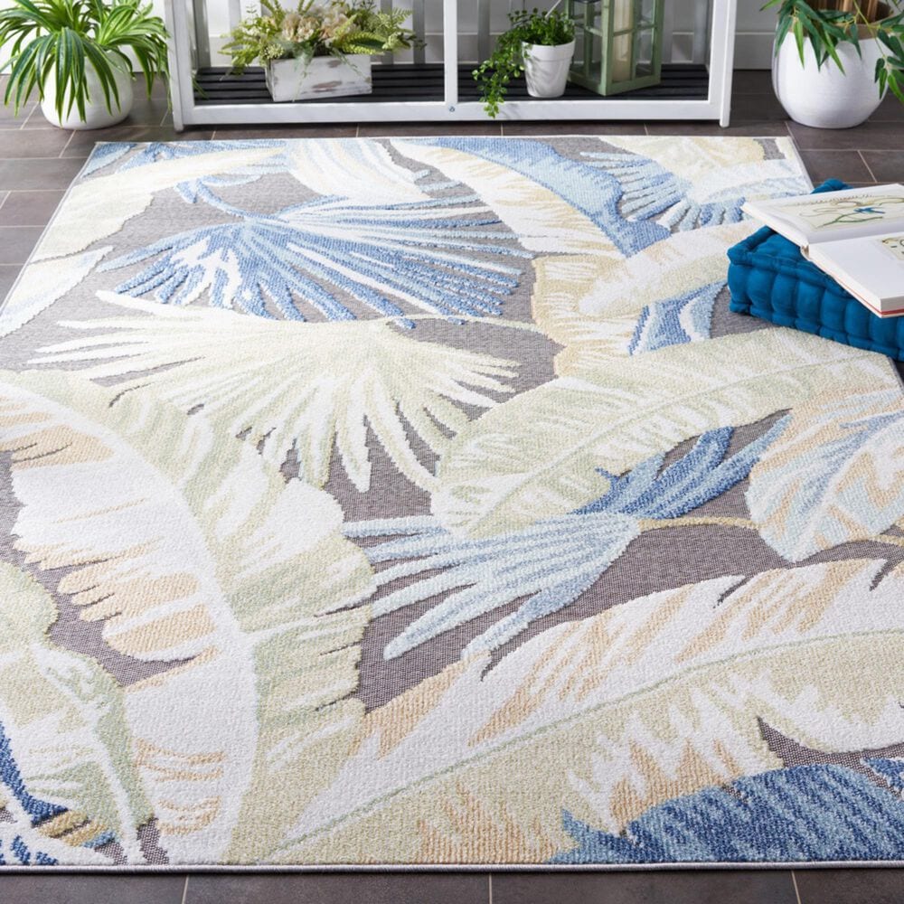 Safavieh Sarasota 4&#39;5&quot; x 6&#39;5&quot; Light Green and Navy Indoor/Outdoor Area Rug, , large