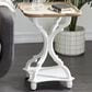 Maple and Jade Accent End Table with Wood Top in Distressed Brown and White, , large