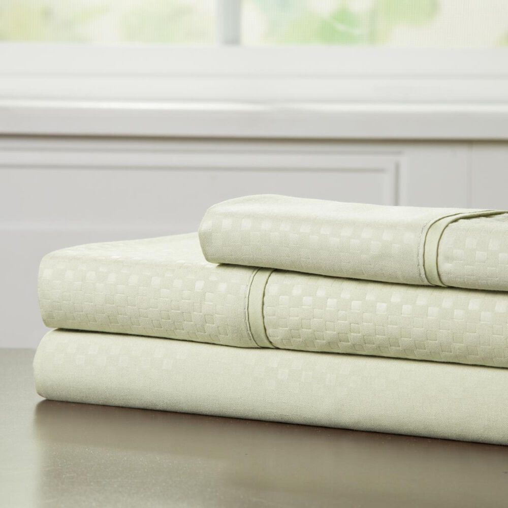 Timberlake 90 GSM Queen Embossed Sheet Set in Sage, , large