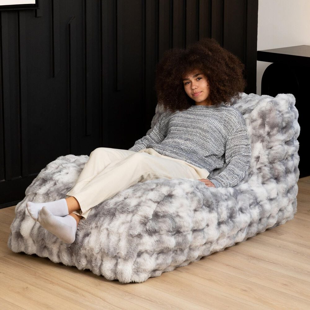 Jaxx Raven Relaxer Chaise Lounge Bean Bag Chair in Phantom Grey, , large