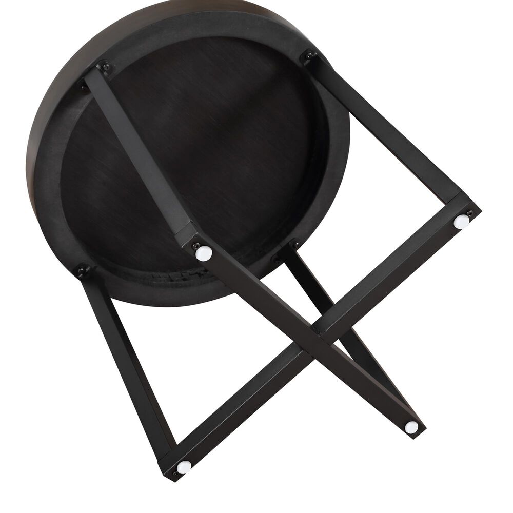 Steve Silver Furniture Yukon Round End Table in Walnut and Black, , large