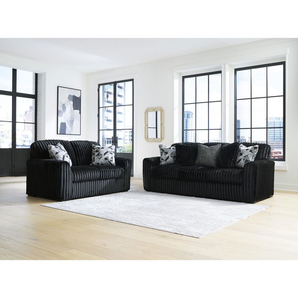 Ashley Midnight-Madness Stationary Loveseat in Onyx, , large