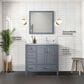 Lexora Home Jacques 36" Right Offset Single Bathroom Vanity in Dark Grey with 2 cm White Carrara Marble Top and Rectangular Sink, , large