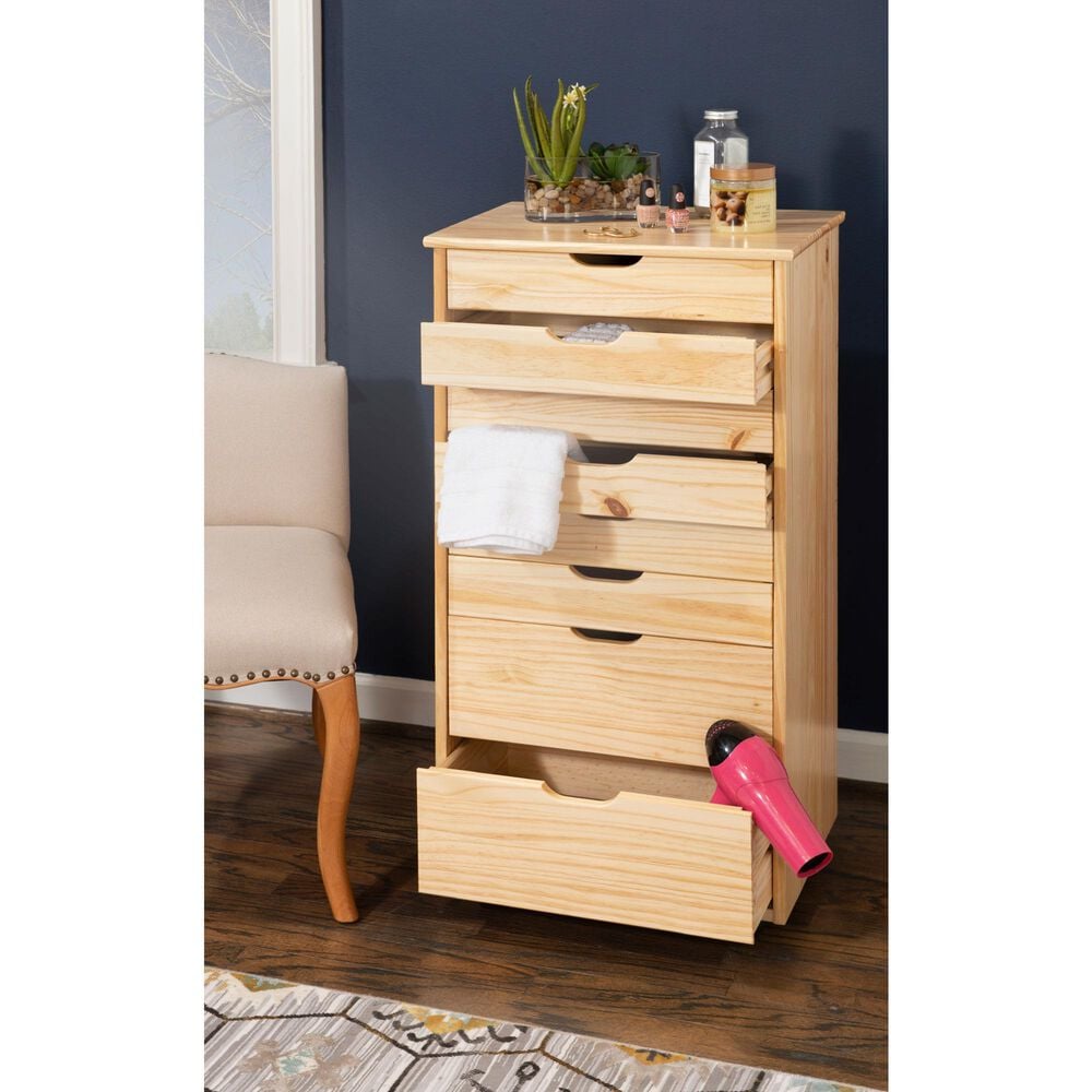 Linon Home Decor Cary 8-Drawer Rolling Cart in Natural, , large