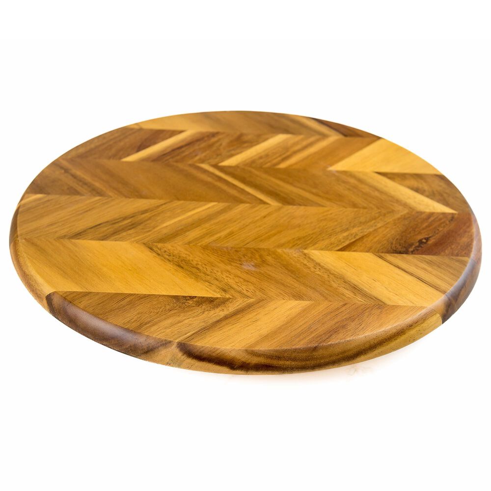 Lipper International 15" Acacia Herringbone Lazy Susan in Brown, , large