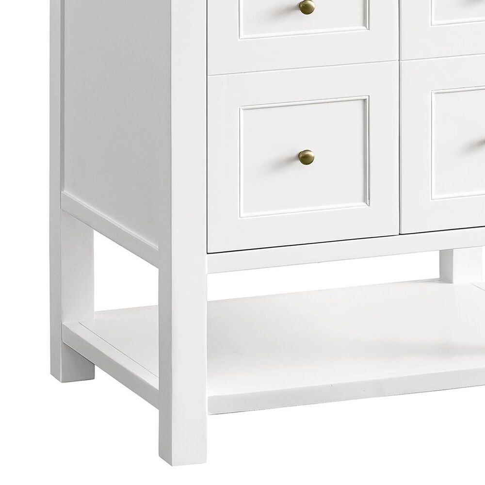James Martin Vanities Breckenridge 30&quot; Single Bathroom Vanity in Bright White with 3 cm Eternal Jasmine Pearl Quartz Top and Rectangular Sink, , large