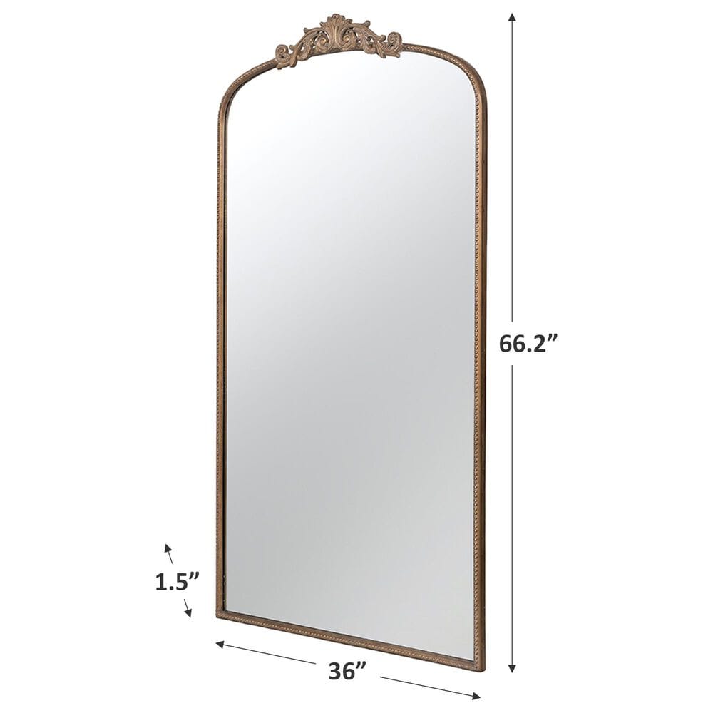 A&amp;B Home Arched Rectangle Wall Mirror in Gold, , large