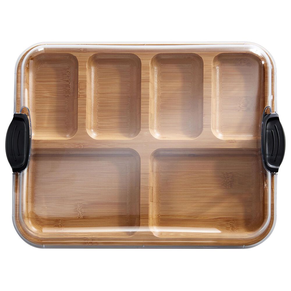 Lifetime Brands Build-a-Board 6-Section Bamboo Cutting Board with Locking Lid in Natural and Clear, , large
