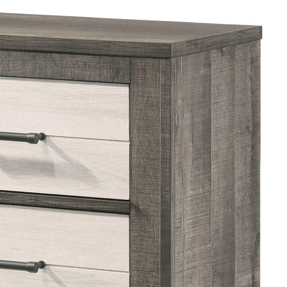 Crown Mark Rhett 3-Piece King Platform Bedroom Set with Two Nightstands in Gray and White, , large