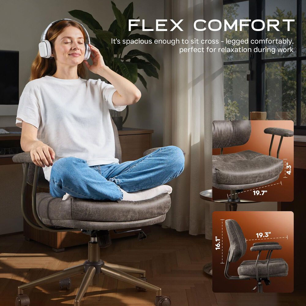 HOMLUX Executive Office Chair with Suede Fabric Cushion in Gray, , large