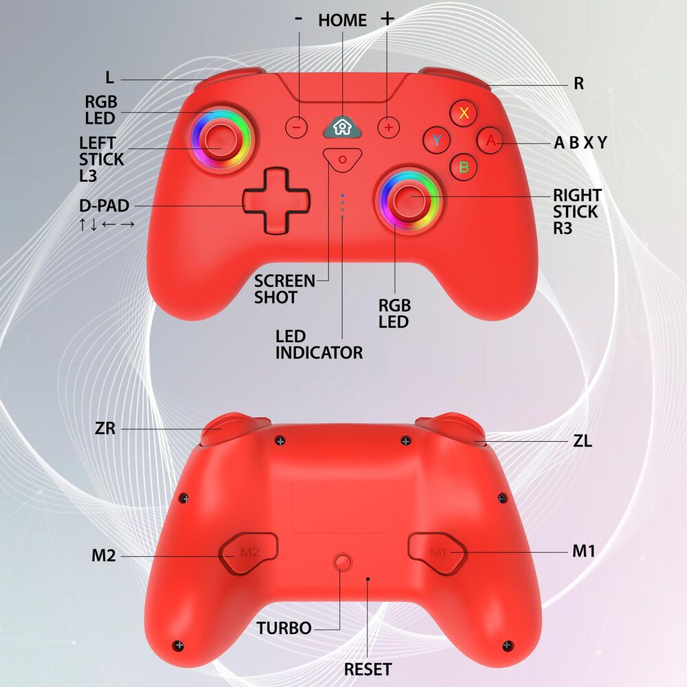 SUBSONIC Wireless LED Controller in Red - Nintendo Switch, , large