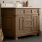 James Martin Vanities Brookfield 48" Single Bathroom Vanity in Pecan with Single Hole 3 cm White Zeus Quartz Top and Rectangular Sink, , large