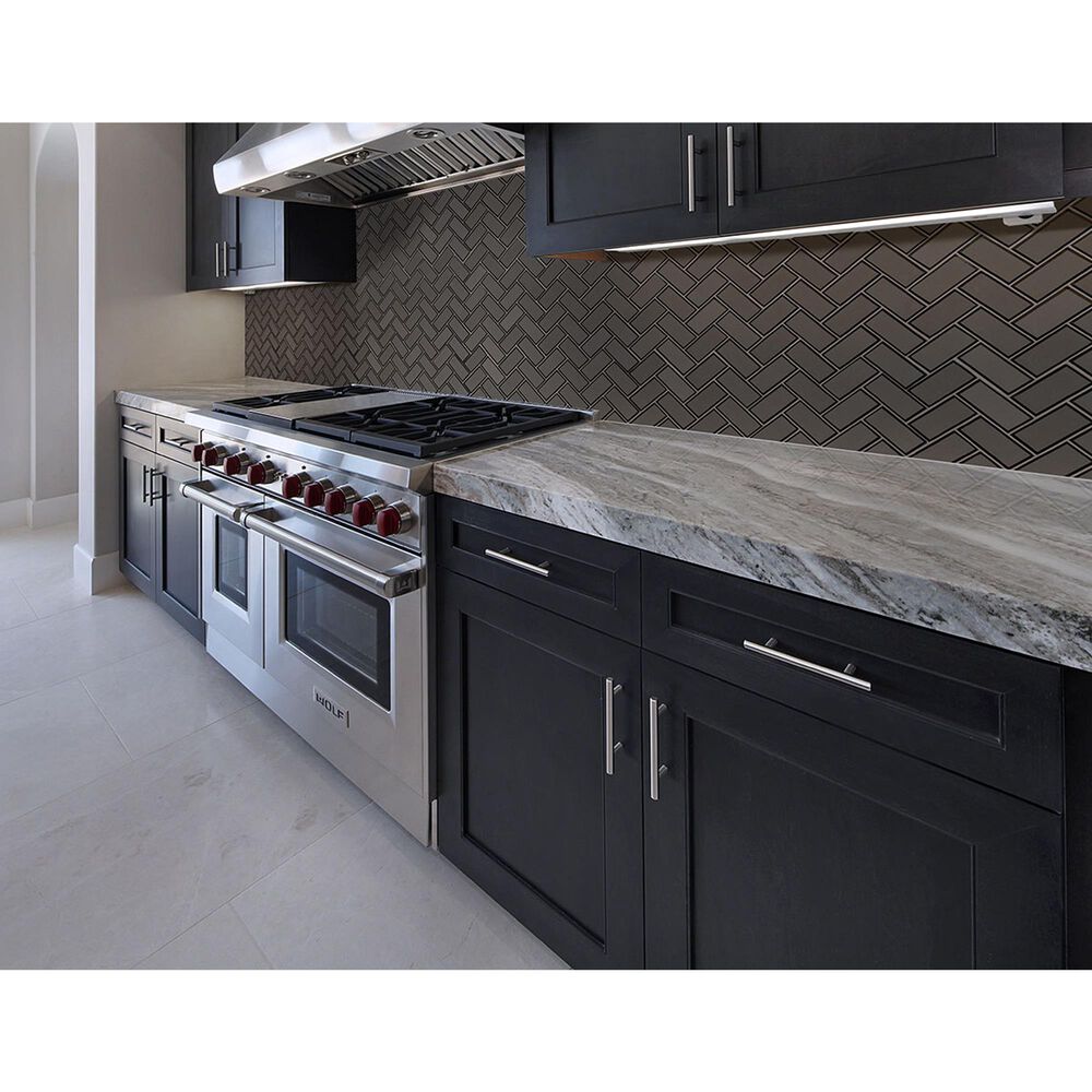 MS International Metallic Gray 2&quot; x 4&quot; on 12&quot; x 12&quot; Glass Mosaic Sheet, , large