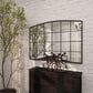 Maple and Jade 34" x 48" Arched Window Pane Inspired Wall Mirror in Matte Black, , large