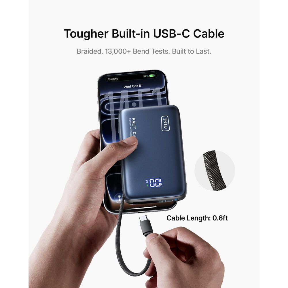 INIU Pocket Power 20000mAh Fast Charging Power Bank in Black, , large