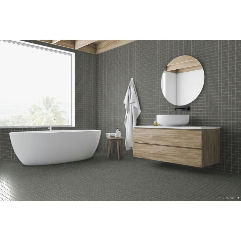 Emser Sterlina II Asphalt 2&quot; x 2&quot; Square on 12&quot; x 12&quot; Matte Porcelain Mosaic Sheet, , large