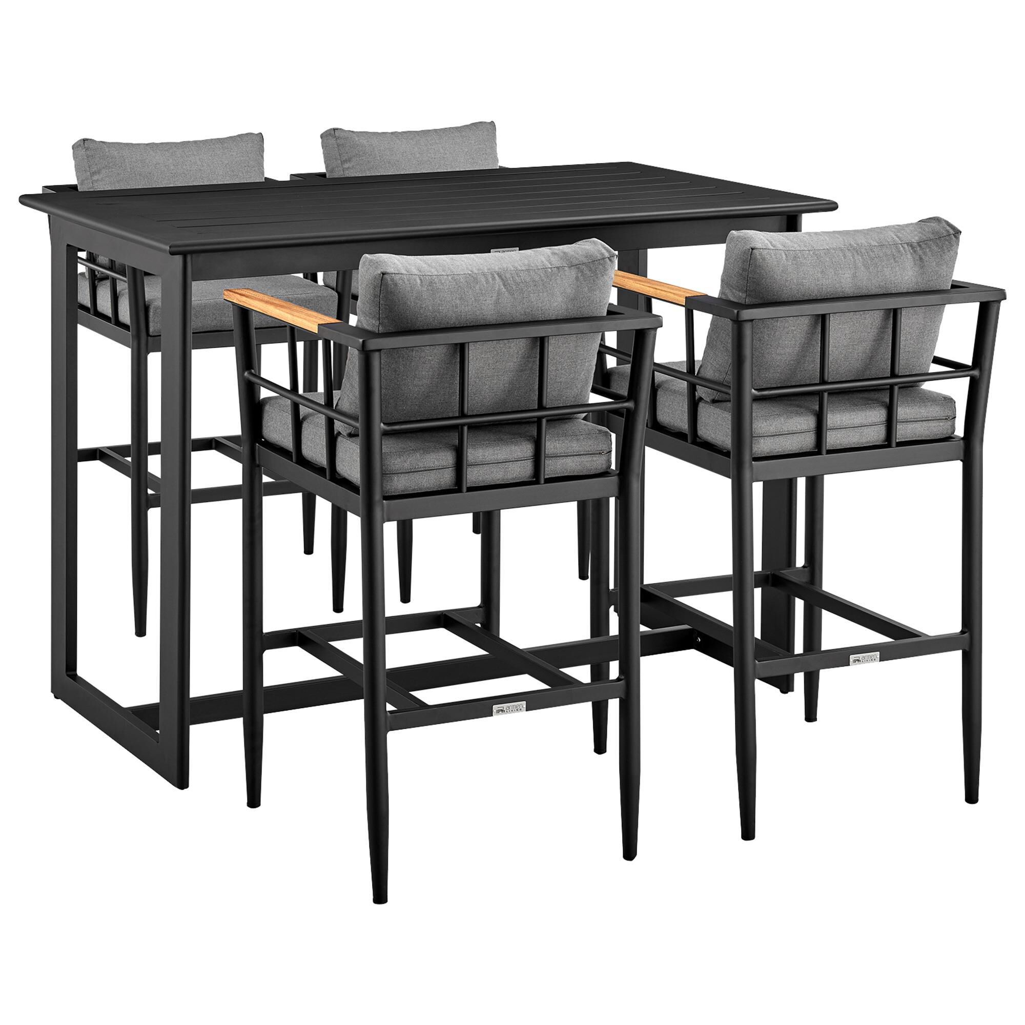 Blue River Wiglaf 5 Piece Patio Bar Set in Black NFM