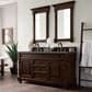 James Martin Vanities Brookfield 60" Double Bathroom Vanity in Burnished Mahogany with Single Hole 3 cm White Zeus Quartz Top and Rectangular Sinks, , large