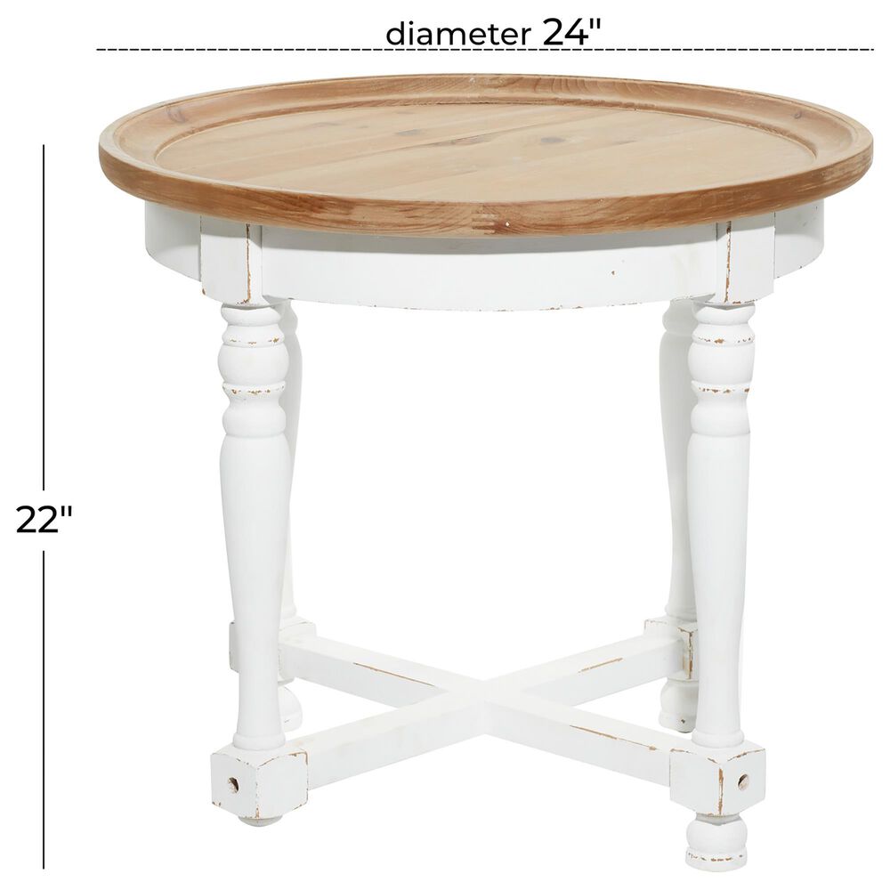Maple and Jade Tray Top Accent Table in Vintage White and Brown, , large