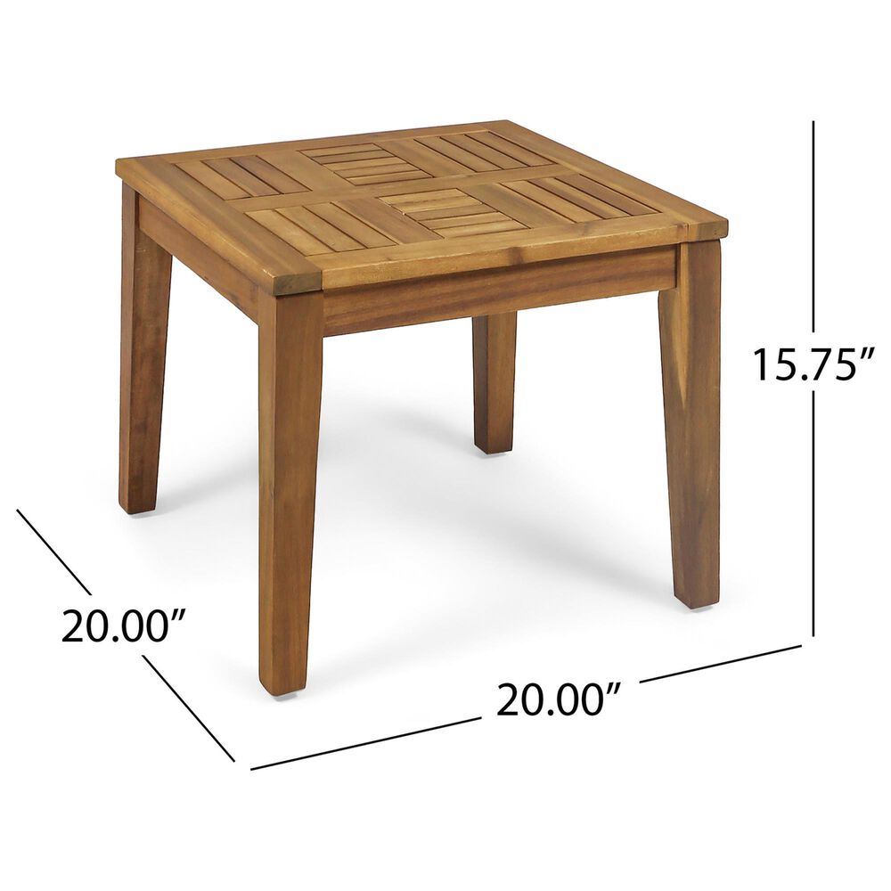 Hearth and Haven Hampton Outdoor Square Side Table with Slatted Top in Natural, , large