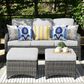 HOMLUX 3-Piece 72" Patio Sofa and Ottoman Set in Grey, , large