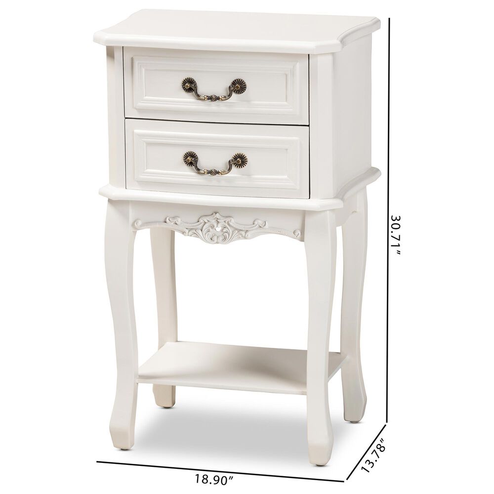 Baxton Studio Gabrielle 2-Drawer End Table in White, , large