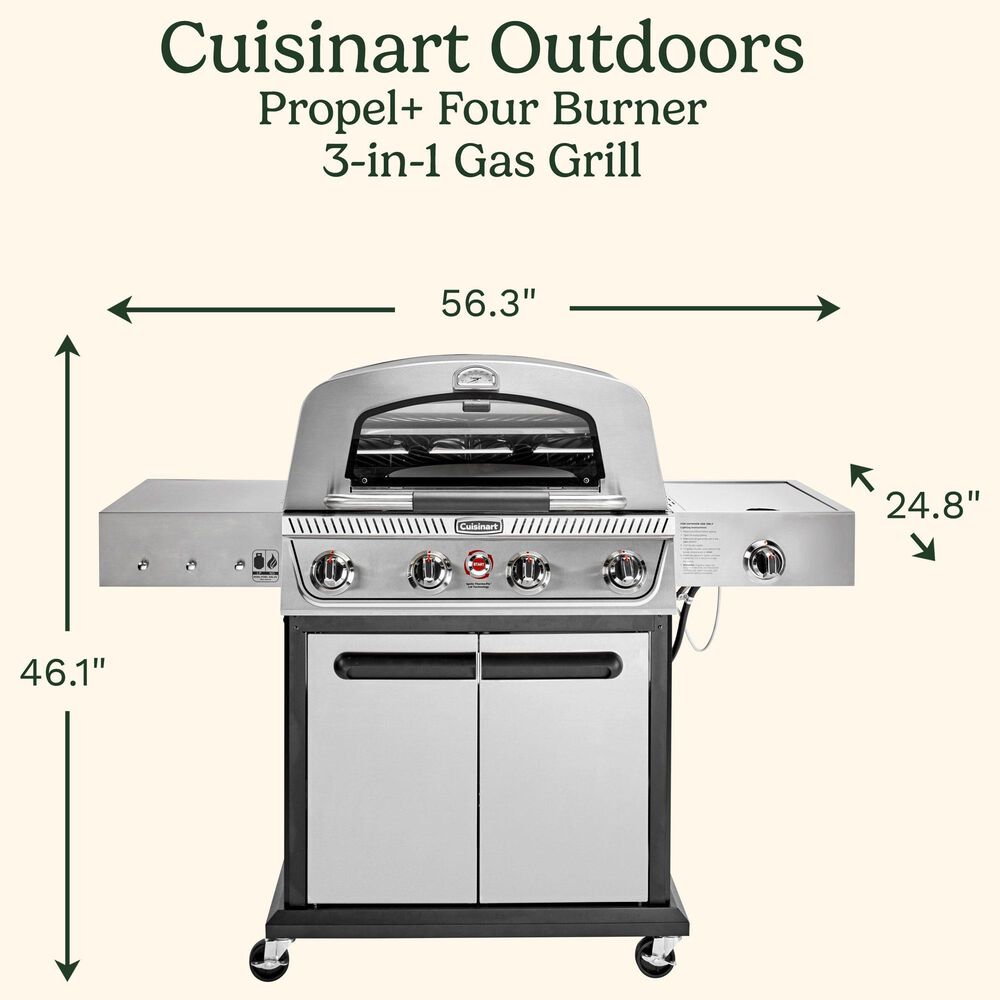 Cuisinart Propel 4-Burner 3-in-1 Gas Grill in Black and Stainless Steel, , large