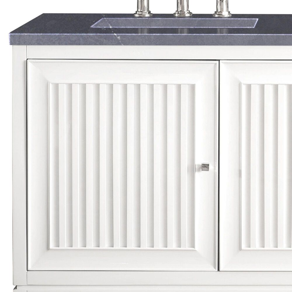 James Martin Vanities Athens 60&quot; Double Bathroom Vanity in Glossy White with 3 cm Charcoal Soapstone Quartz Top and Rectangular Sinks, , large
