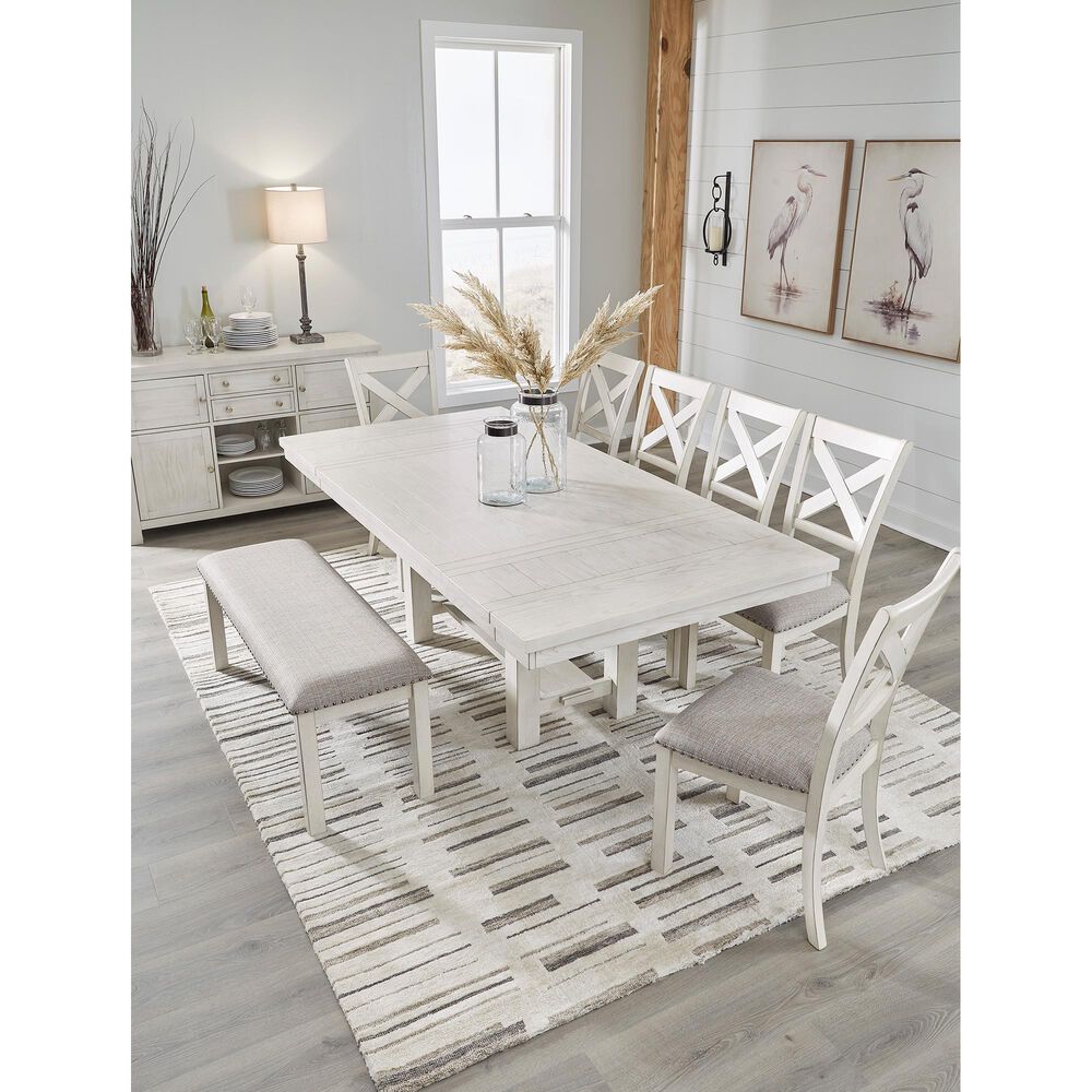 Ashley Robbinsdale Upholstered Dining Bench in Antique White, , large