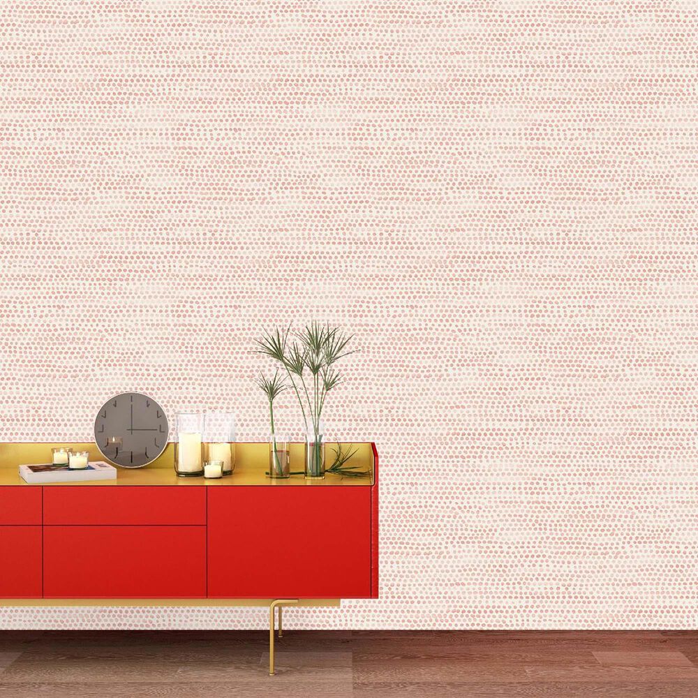 Tempaper Moire Dots Coral Peel and Stick Wallpaper, , large