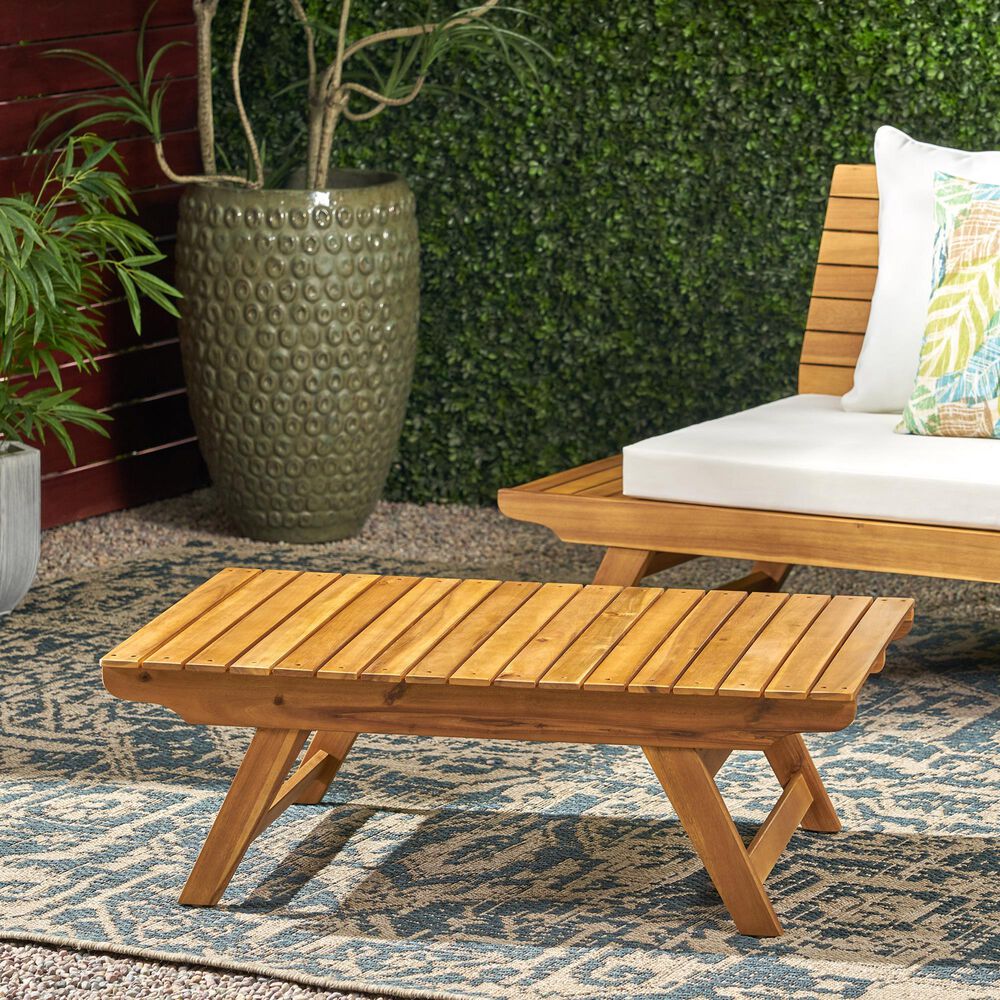 Hearth and Haven Sedona Rectangular Patio Coffee Table in Teak, , large