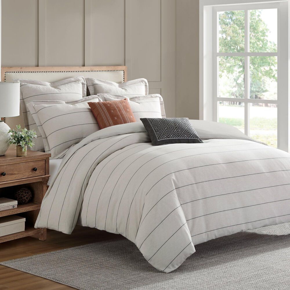 Levtex Leo Stripe 3-Piece Full/Queen Comforter Set in Black and Cream, , large