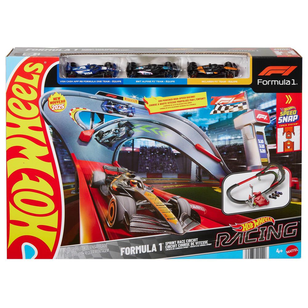Mattel Racing Formula 1 Sprint Race Circuit Track Set with 1:24 Scale Vehicles in Multicolor, , large