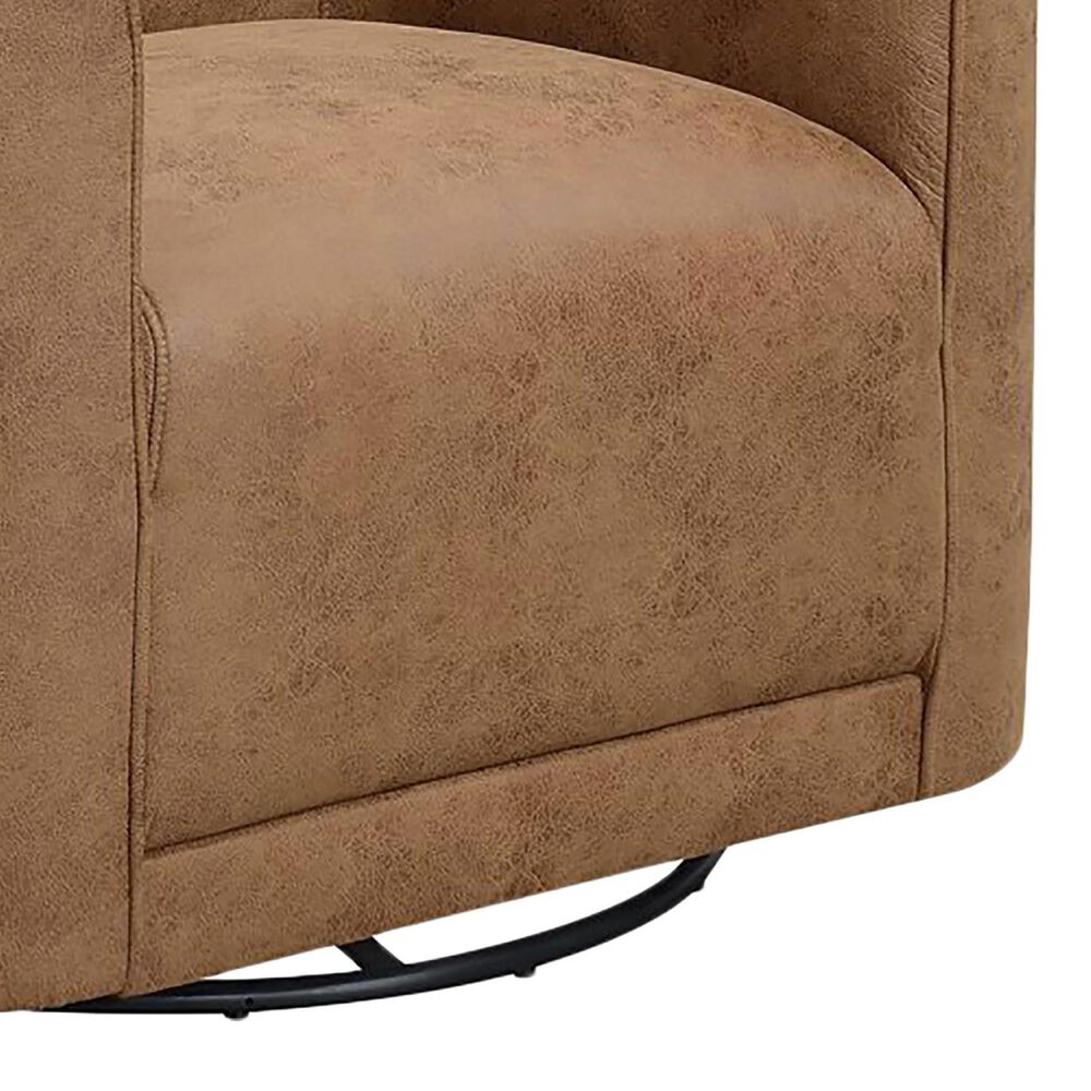 Golden Wave Furniture Whirlaway Swivel Accent Chair in Saddle Brown, , large