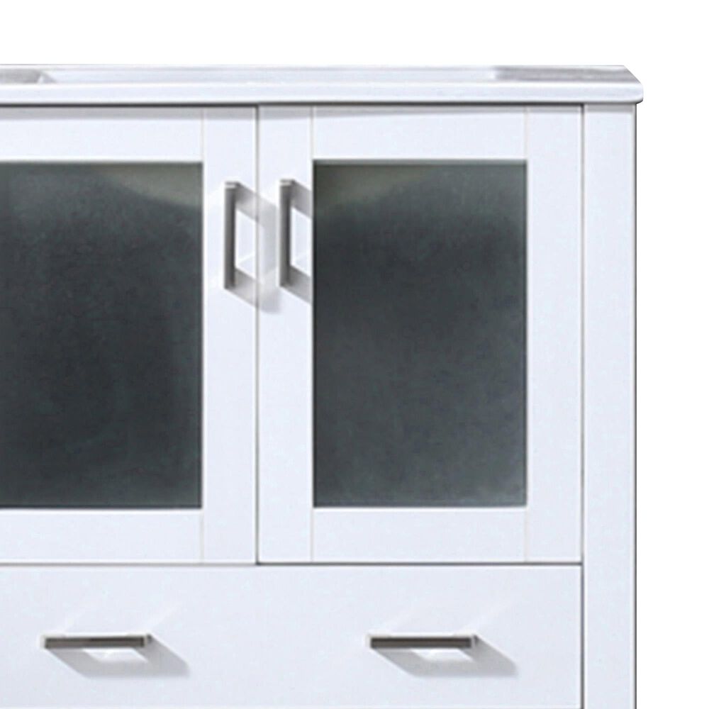 Lexora Home Volez 30&quot; Single Bathroom Vanity in White with 2 cm White Ceramic Top and Rectangular Sink, , large