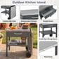 Hearth and Haven Outdoor Foldable Kitchen Cart with Side Table in Gray, , large