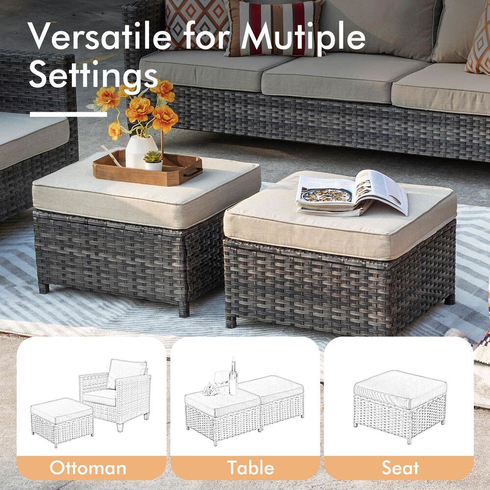 HOMLUX 7-Piece Rattan Sectional Set in Beige, , large