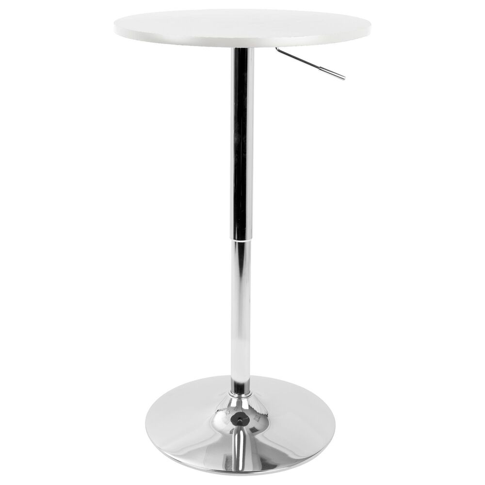 Lumisource Adjustable Bar Table in White and Chrome, , large