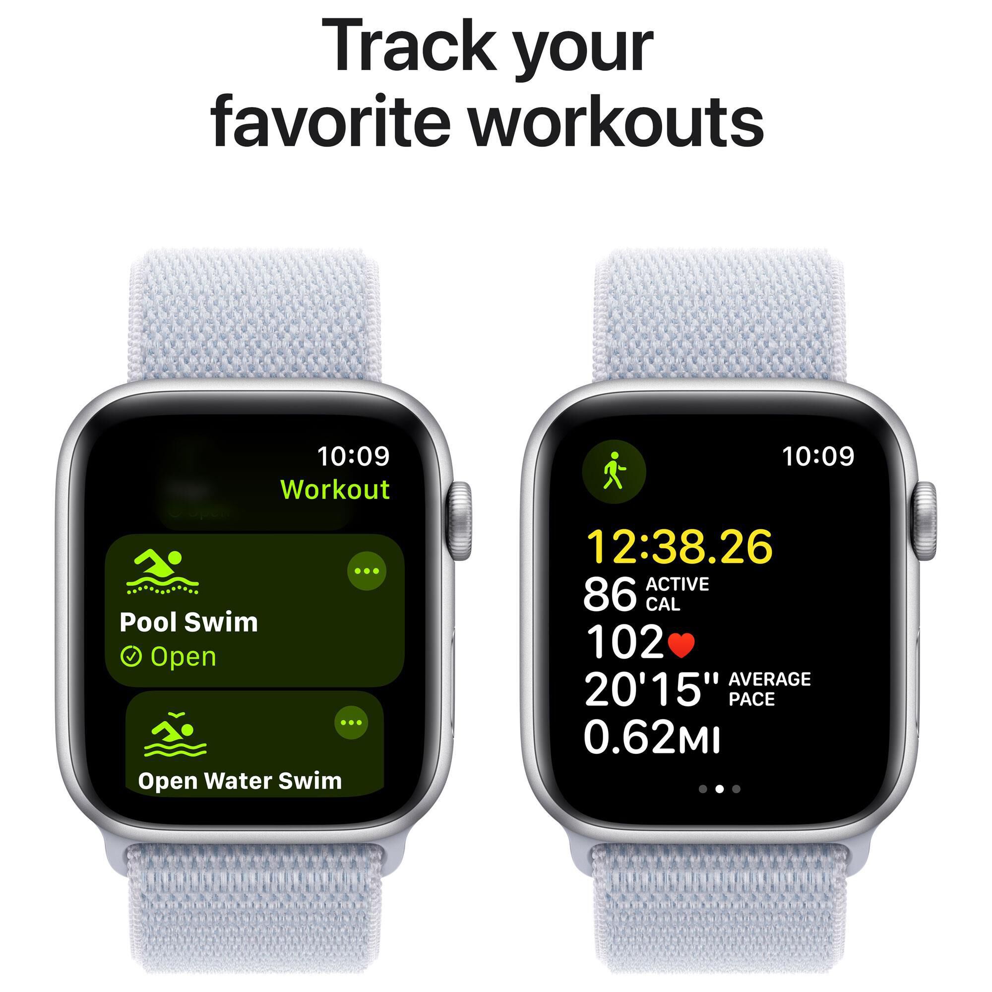 Apple Watch SE GPS + Cellular 44mm Silver Aluminum Case with Blue Cloud  Sport Loop