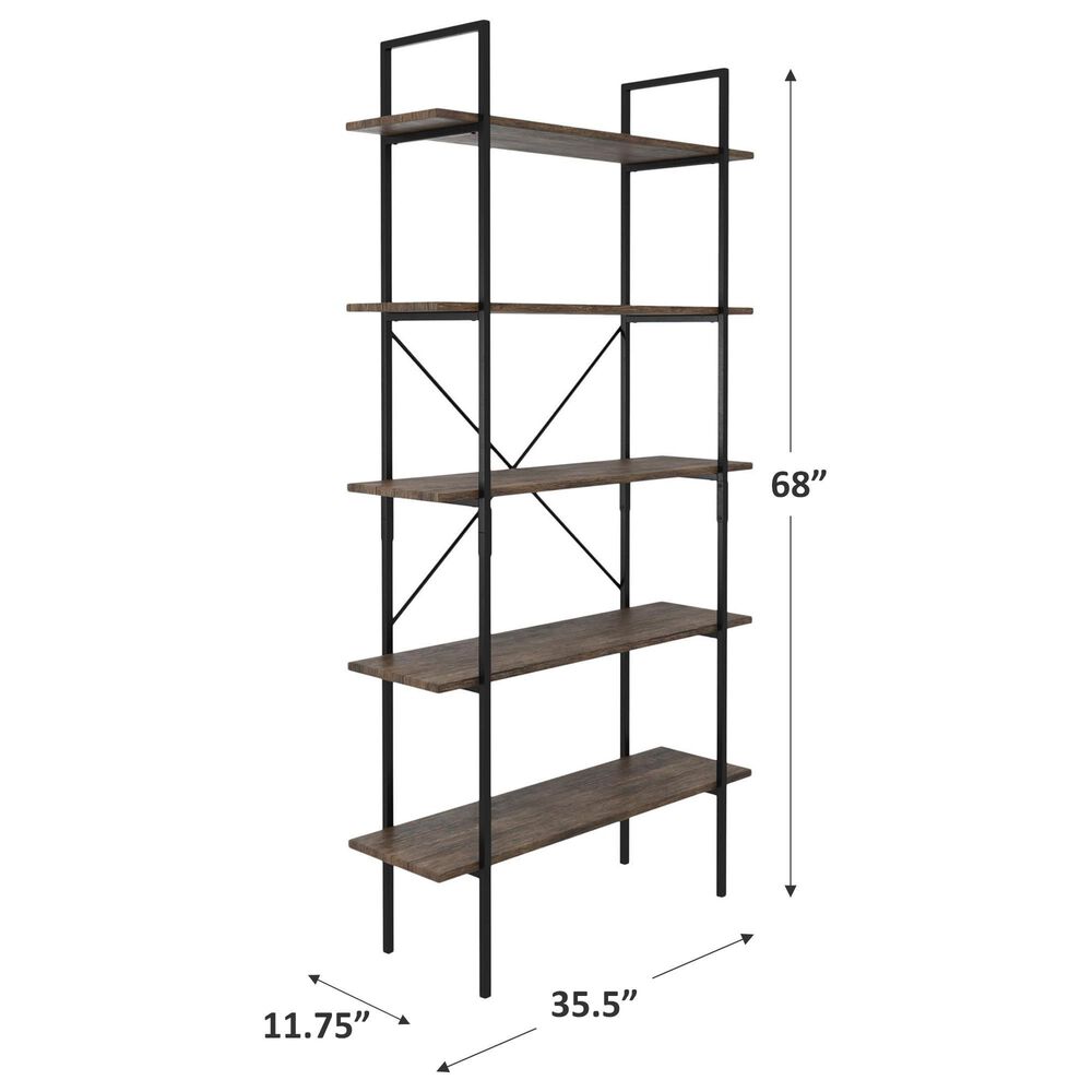 Timberlake Hastings Home Industrial 5-Tier Bookcase in Brown and Black, , large