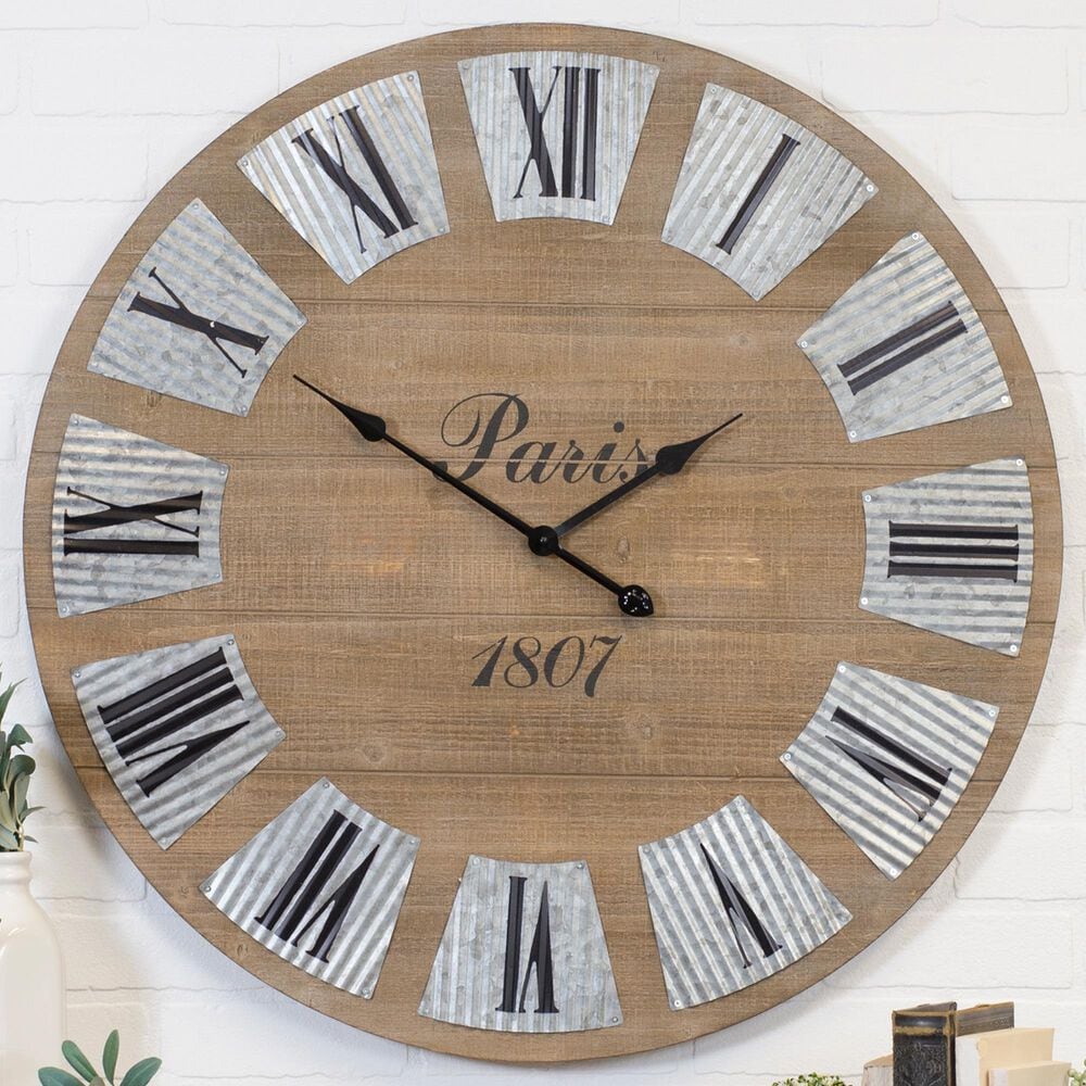 VIP Home and Garden Wall Clock with 32" Metal Face in Brown, , large