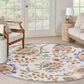 Nourison Aloha ALH17 7"10" Round Ivory and Blue Indoor/Outdoor Area Rug, , large