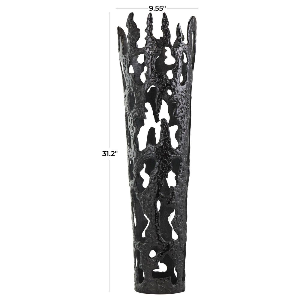 Maple and Jade 9&quot; Abstract Drip Decorative Vase with Melting Designed Body in Black, , large