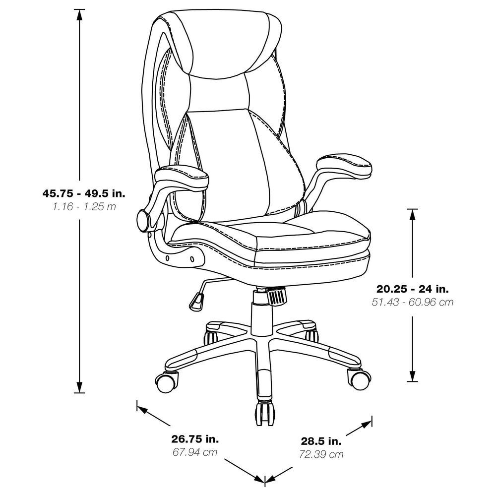 Valor Living Executive Chair with Charcoal Grey Upholstery in Titanium, , large